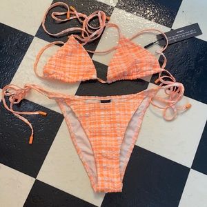 Orange gingham triangl bikini